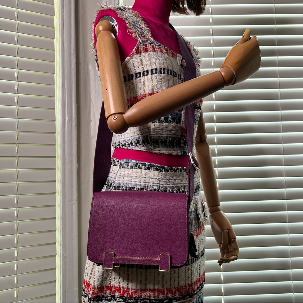 Your New Go to Mini...Genuine Leather mini bag with canvas Cross body strap. - Picture 8 of 17